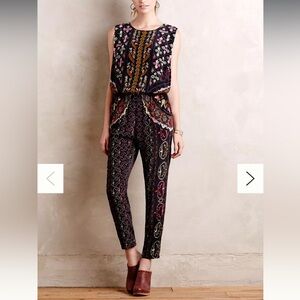 Hemant & Nandita Embroidered Silk Jumpsuit | Anthropologie | Size S